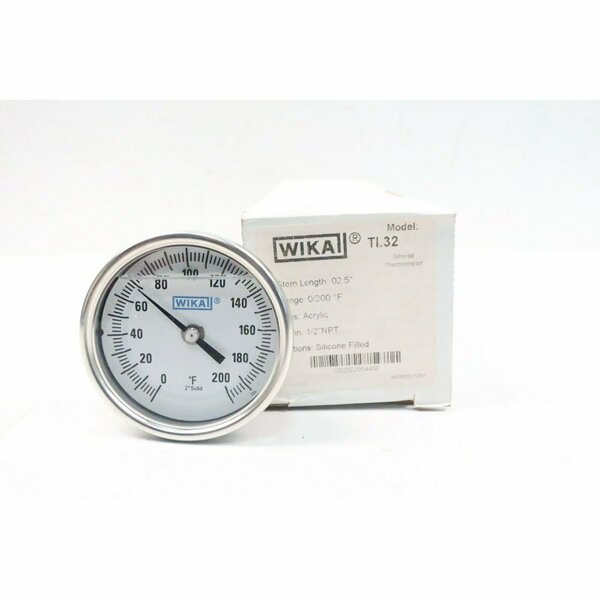 Wika 3IN 1/2IN 2-1/2IN 0-200F NPT BIMETAL THERMOMETER TI.32